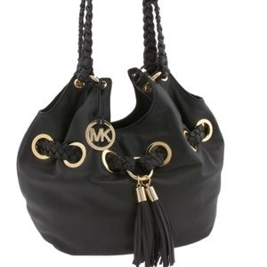 MK Signature Tasseled Braided Grommet Large Tote